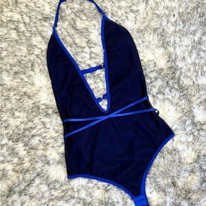 Blue Halter Bodysuit